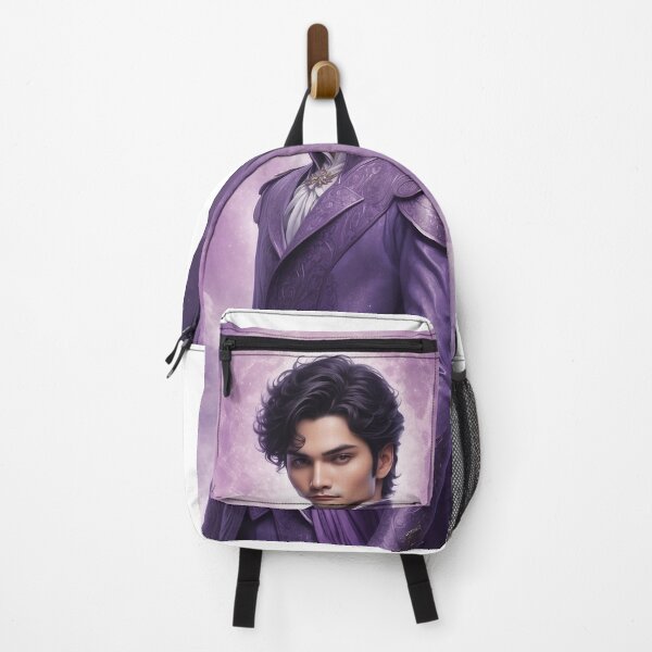 Item preview, Mystical Prince in Elegant Purple Attire Under Moonlit Sky designed and sold by WhiteDoveArt.