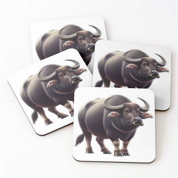 Item preview, Water buffalo on a white background standing in profile designed and sold by Vetagio.