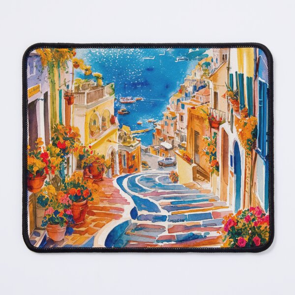 Item preview, italian summer ,Positano,Italy Amalfi Coast Sunset Painting watercolours designed and sold by SOUFIANE1991.