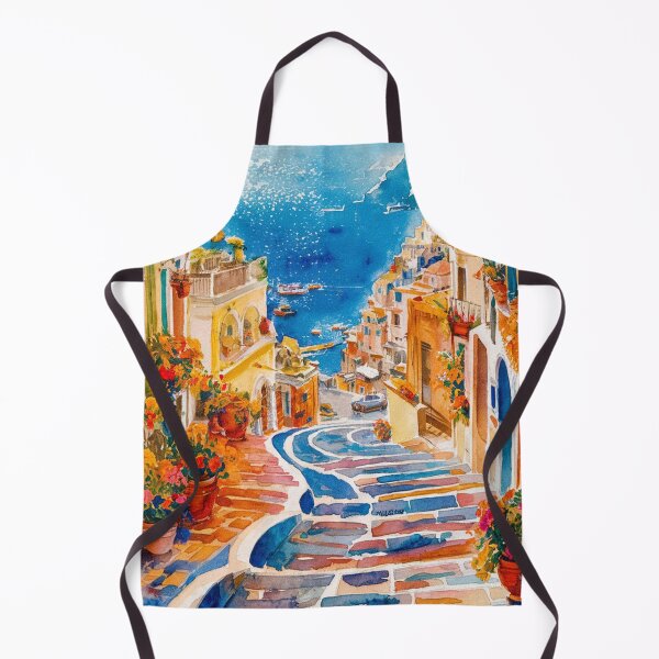 Item preview, italian summer ,Positano,Italy Amalfi Coast Sunset Painting watercolours designed and sold by SOUFIANE1991.