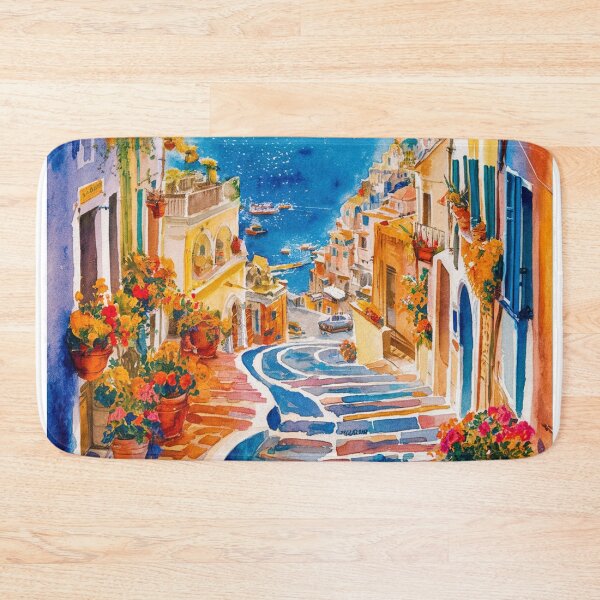 Item preview, italian summer ,Positano,Italy Amalfi Coast Sunset Painting watercolours designed and sold by SOUFIANE1991.