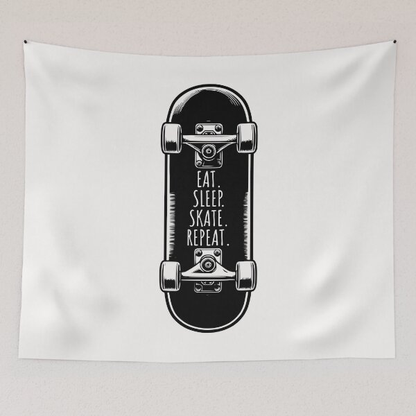 Item preview, Eat Sleep Skate Repeat Skateboard Quote designed and sold by ZeptepiTrends.