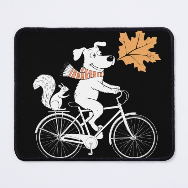 Item preview, a cartoon dog with a scarf riding a bike with a squirrel during autumn designed and sold by 123ks.