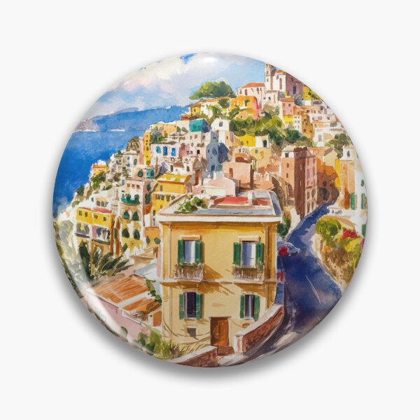 Item preview, italian summer ,Positano,Italy Amalfi Coast Sunset Painting watercolours designed and sold by SOUFIANE1991.