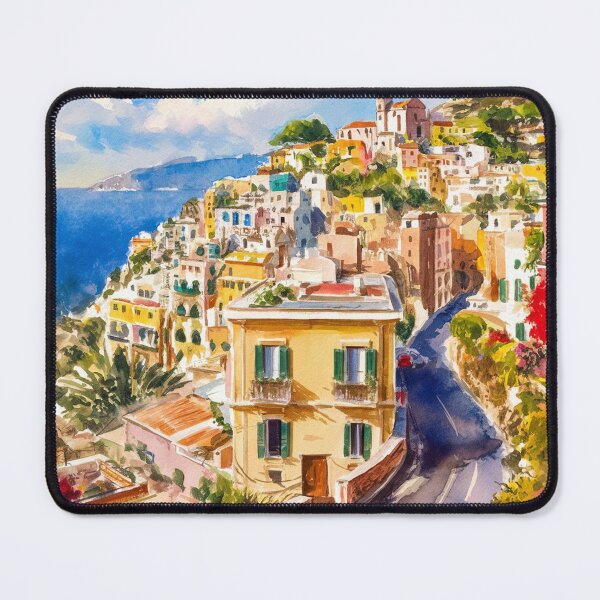 Item preview, italian summer ,Positano,Italy Amalfi Coast Sunset Painting watercolours designed and sold by SOUFIANE1991.