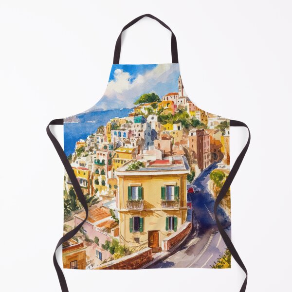 Item preview, italian summer ,Positano,Italy Amalfi Coast Sunset Painting watercolours designed and sold by SOUFIANE1991.