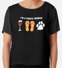 Ich bin eine einfache Frau Wein Strand Sandalen Hund Liebhaber Chiffontop