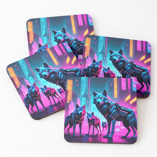 Item preview, Cyberpunk Neon Wolf Pack designed and sold by TrendyGalaxy.