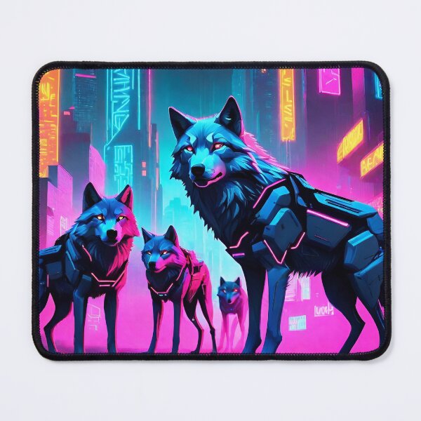 Item preview, Cyberpunk Neon Wolf Pack designed and sold by TrendyGalaxy.