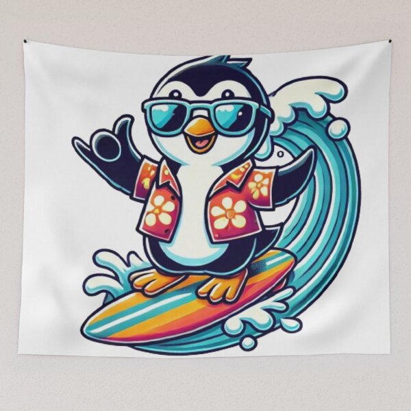 Item preview,  Surfing Penguin in Hawaiian Shirt - Cool Beach Design designed and sold by NattyGe.