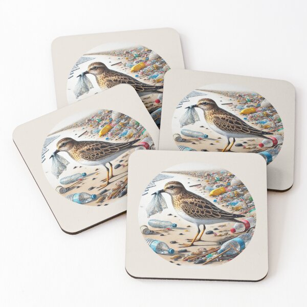 Item preview, Polluted beach Bird in plastic waste Environmental protection Animal welfare Climate change designed and sold by Annika Shurafa.