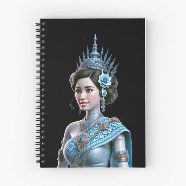 Item preview, Elegant Thai Call Center Agent in Ornate Blue Traditional Attire designed and sold by WhiteDoveArt.