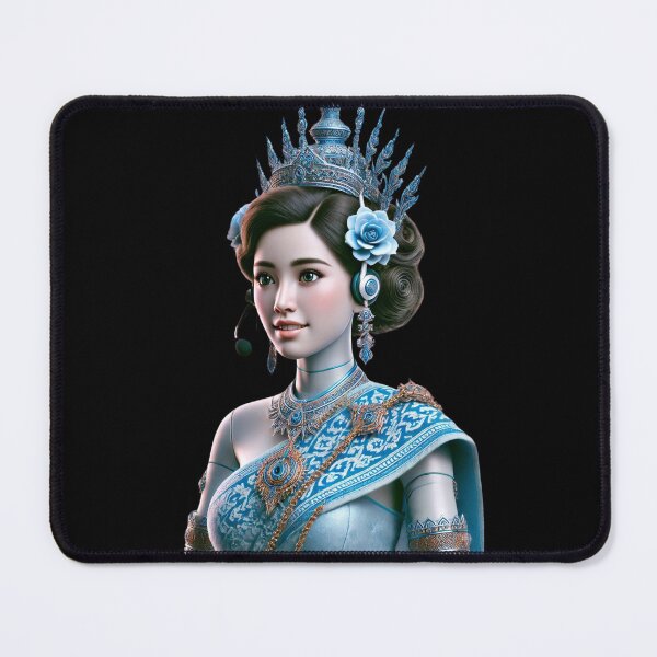Item preview, Elegant Thai Call Center Agent in Ornate Blue Traditional Attire designed and sold by WhiteDoveArt.