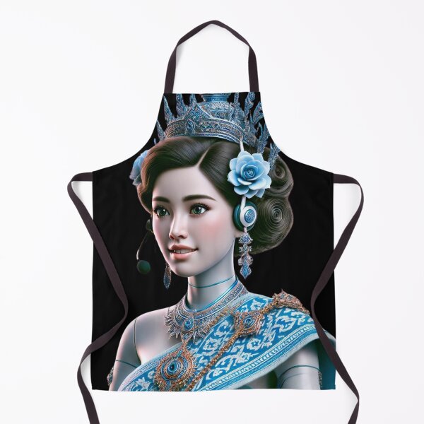 Item preview, Elegant Thai Call Center Agent in Ornate Blue Traditional Attire designed and sold by WhiteDoveArt.
