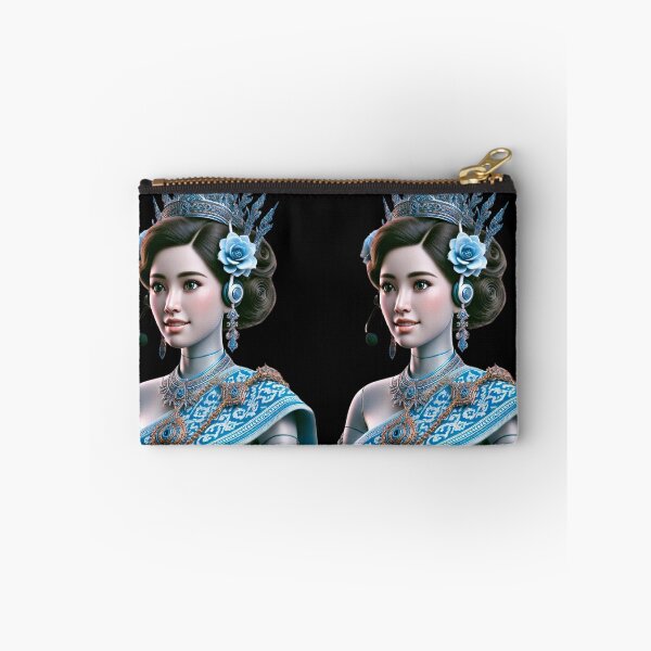 Item preview, Elegant Thai Call Center Agent in Ornate Blue Traditional Attire designed and sold by WhiteDoveArt.