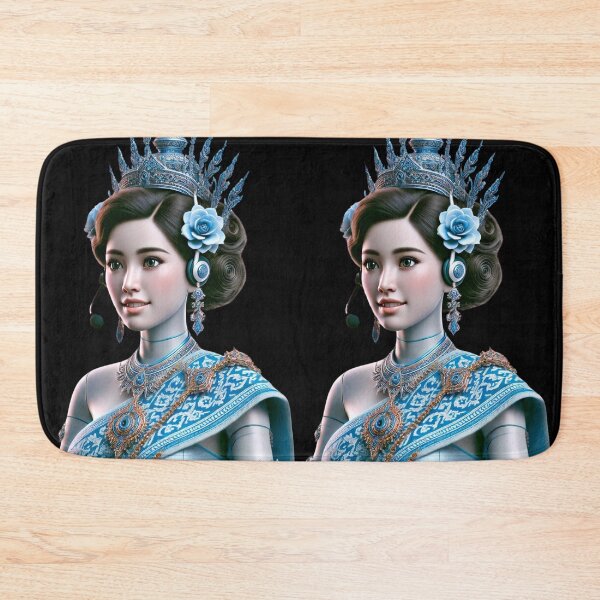 Item preview, Elegant Thai Call Center Agent in Ornate Blue Traditional Attire designed and sold by WhiteDoveArt.