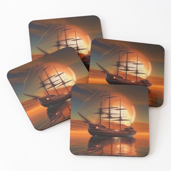 Item preview, Sailboat in front of a sunset with copper-colored reflections designed and sold by quasartphil.