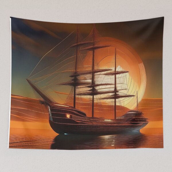 Item preview, Sailboat in front of a sunset with copper-colored reflections designed and sold by quasartphil.