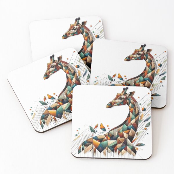 Item preview, Geometric Giraffe: Majestic Height in Earthy Tones designed and sold by kankan22.