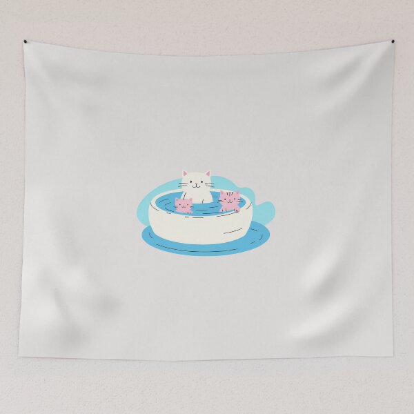 Item preview, CATS IN THE POOL, CAT, POOL designed and sold by GOLDENGARDENART.