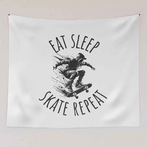Item preview, Eat Sleep Skate Repeat Skateboard Quote designed and sold by ZeptepiTrends.