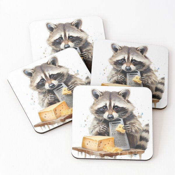 Item preview, Racoon and cheese grater, funny art, cheese designed and sold by Eamornia.