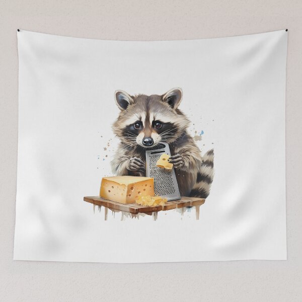 Item preview, Racoon and cheese grater, funny art, cheese designed and sold by Eamornia.