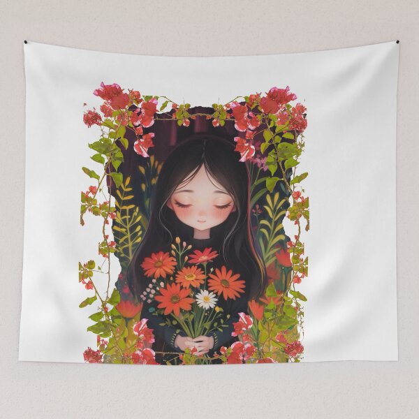 Item preview, Hermosa niña con flores designed and sold by Alinarosa.