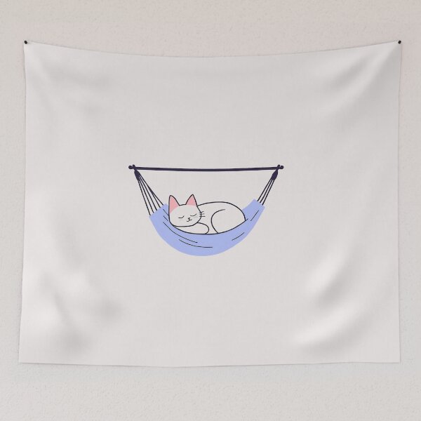 Item preview, SLEEPING CAT ON A HAMMOCK, CAT, HAMMOCK designed and sold by GOLDENGARDENART.