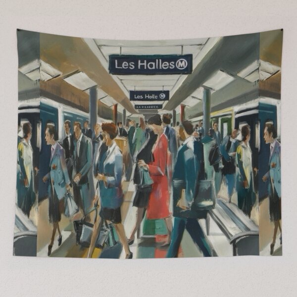 Item preview, Vibrant Paris Metro Station Painting at Les Halles designed and sold by CARRAANN.