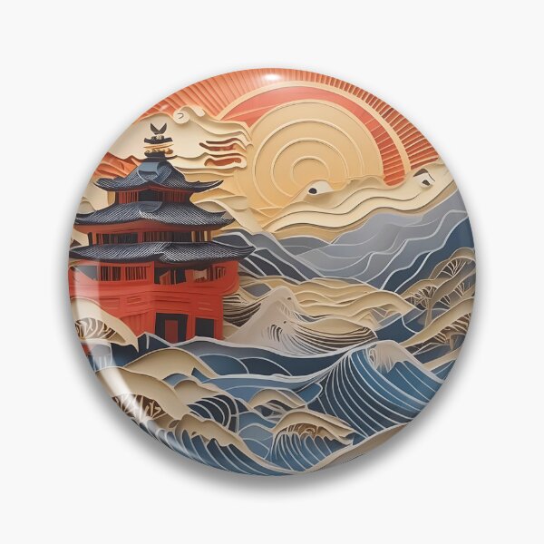 Item preview, Serene Japanese Pagoda in Sunrise - Paper designed and sold by zoughlal.