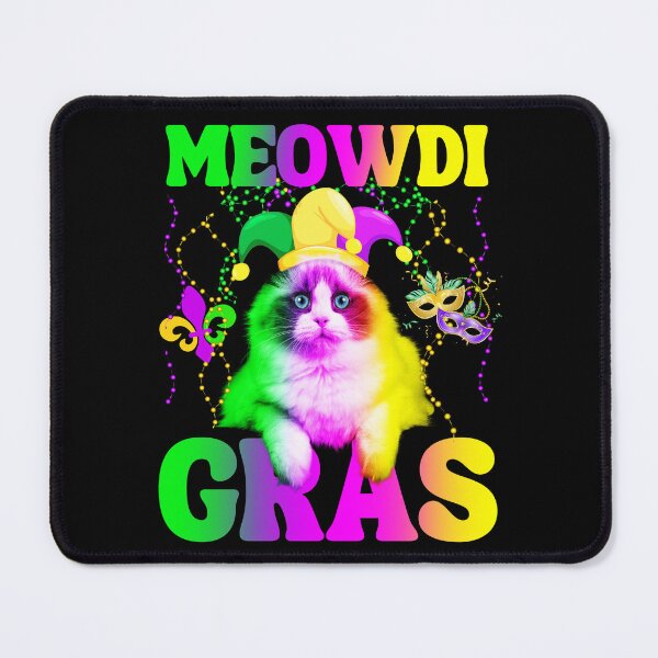 Item preview, Funny Mardi Gras Cat Jester and Beads Carnival Parade pun designed and sold by NUMAcreations.