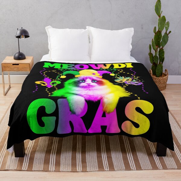 Item preview, Funny Mardi Gras Cat Jester and Beads Carnival Parade pun designed and sold by NUMAcreations.