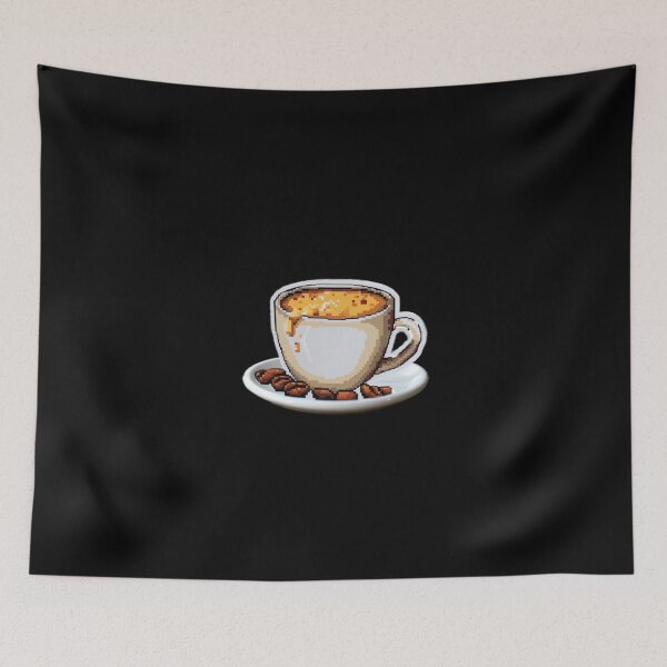 Item preview, PIXELATED COFFEE CUP WITH BEANS, VERY COLORFUL designed and sold by lunacoco81.