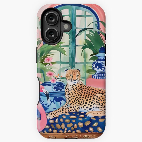 Vista previa del artículo con la obra «Guepardo de muy buen gusto en interior chinoiserie naranja», diseñado y vendido por SophieClimaArt.