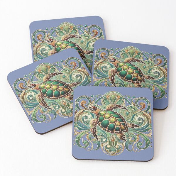 Item preview, Colorful Nouveau Style Sea Turtle designed and sold by SandbarTees.
