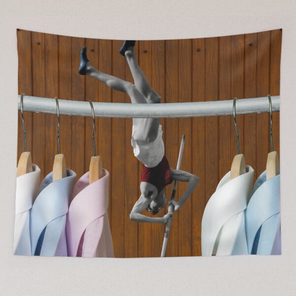 Item preview, Whimsical Sports Artwork - Men's Shirts Pole Vault Print "Tailored For Greatness" designed and sold by GollyWillikers.