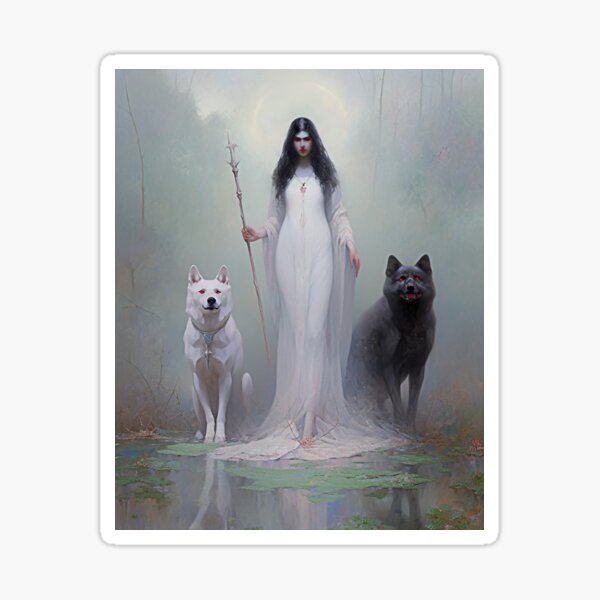 Hecate with Dogs Sticker