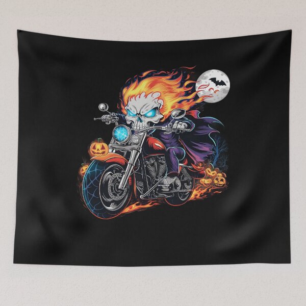 Item preview, Halloween Biker Skull Riding A Motorcycle Rider Men Women designed and sold by clothesy7.