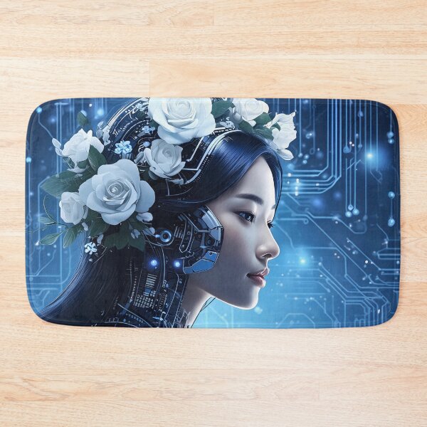 Item preview, Cyber Floral Maiden Futuristic Art Print designed and sold by WhiteDoveArt.