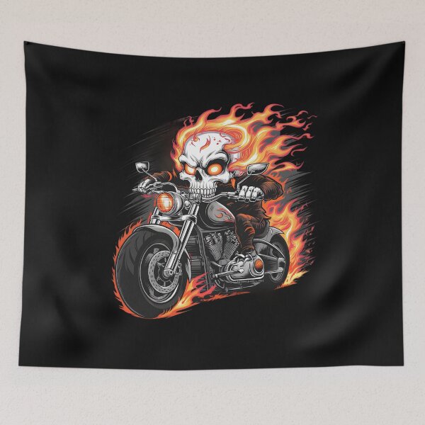 Item preview, Motorcyclist Flaming Skull Biker Riding A Motorcycle Rider designed and sold by clothesy7.