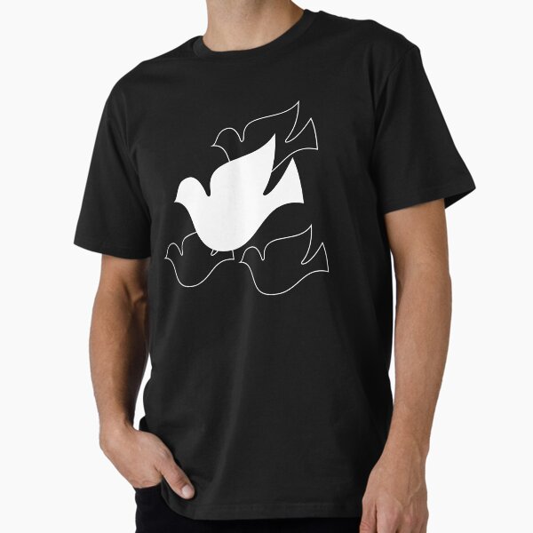 Item preview, Four Peace Doves Retro Minimal Abstract in Black and White designed and sold by MellowCat.