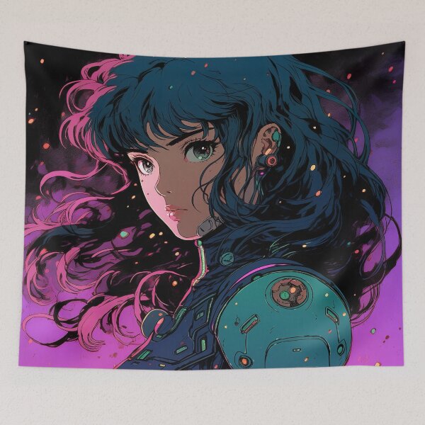 Item preview, Futuristic Glowing Cyberpunk Anime Girl designed and sold by bubblegoth.
