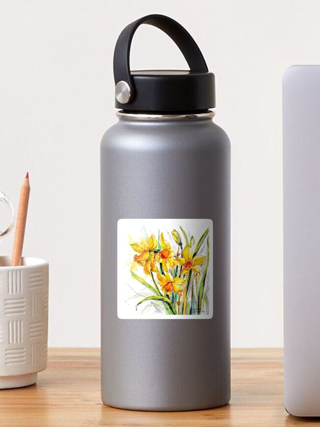 Thumbnail 1 of 3, Sticker, Daffodils in Springtime Growing Wild & Free designed and sold by SarahGoughArt.
