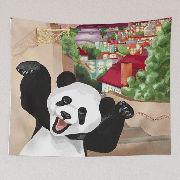 Item preview, Playful Panda Photobombs Cityscape in a Hilarious Moment ? designed and sold by Pandositive.
