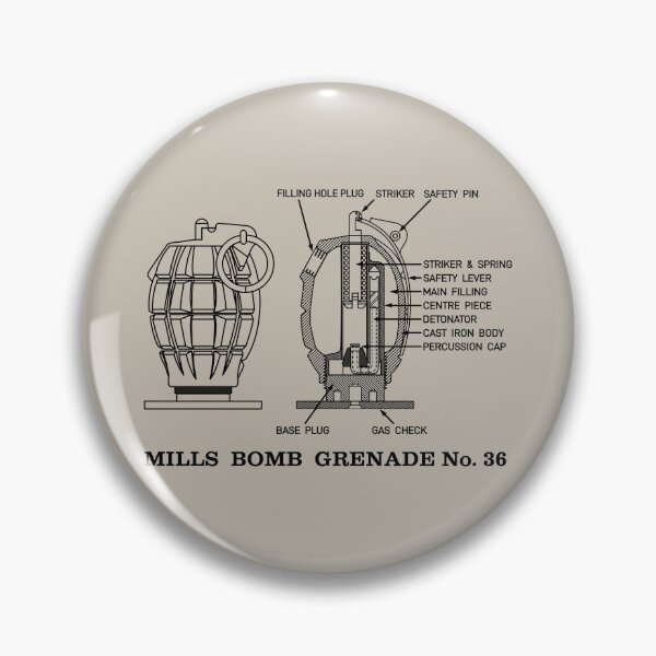 Item preview, Mills Bomb Grenade No 36 British Grenades WW1 WW2 Diagram designed and sold by MilitaryMart.