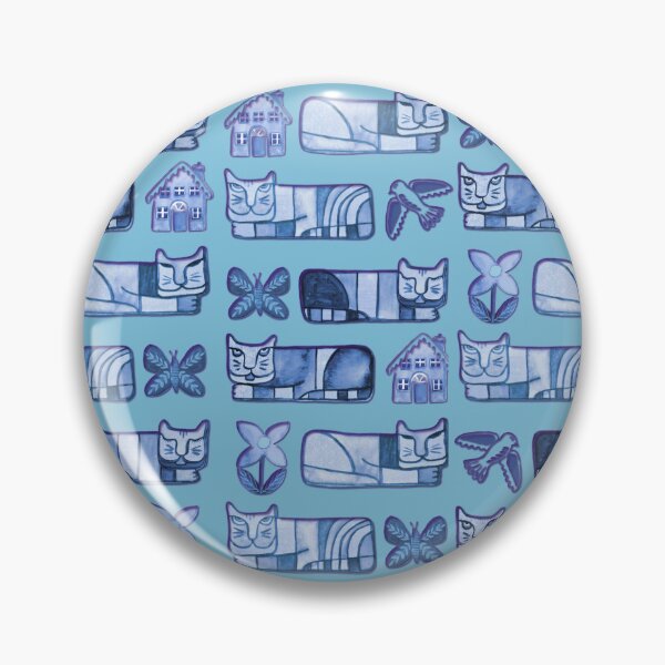 Item preview, Blue cat cubist modern geometric art in watercolor designed and sold by MagentaRose.