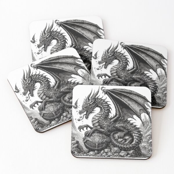 Artikelvorschau, Monochrome Majestät: Drache blickt in eine Kristallkugel entworfen und verkauft von zoughlal.
