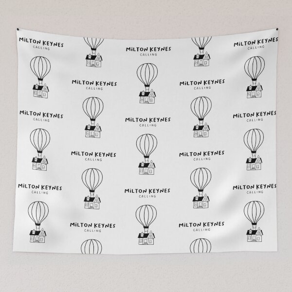 Item preview, Milton Keynes Calling - Fun Hot Air Balloon and House Drawing | City in England / UK designed and sold by RM-Journey.