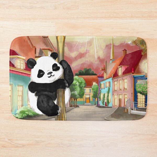 Item preview, Lazy panda sleeping on the street and its cub waiting by the pole designed and sold by Pandositive.